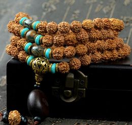 Beaded, Strands Natural Bodhi Mala 108 Beads Bracelet 7-8mm Bead Diameter Buddhist Prayer Meditation Buddha Bracelets for Women Men