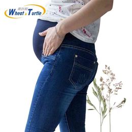 [Wheat Turtle]Brand Maternity Jeans Pregnancy Clothes Denim Overalls Skinny Pants Trousers Clothing For Pregnant Women Plus Size 210918