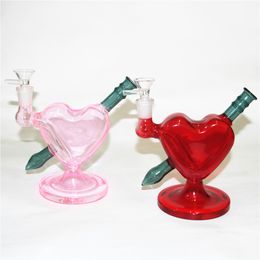 Neue einzigartige Halloween-Weihnachts-rotes Herzglas-Bong-Wasser-Wasserhukas Raucher-Pecher-Perkolator-DAB-Rig mit Schüssel oder Quarz-Banger