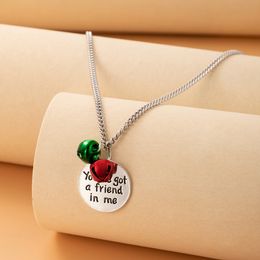 New Trendy Bells Letter Pendant Necklace for Women Girls Vintage Silver Colour Alloy Metal Friend Christmas Jewellery