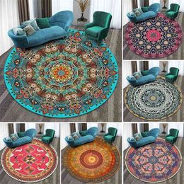 Ethnic printing style round hotel living room bedroom coffee table carpet hanging basket mats 210317