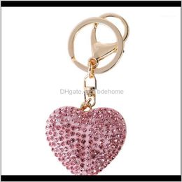 Keychains Fashion Aessories Drop Delivery 2021 Love Heart Keychain Charms For Bag Car Jewelry Crystal Rhinestone Beads Key Ring Handbag Hangi