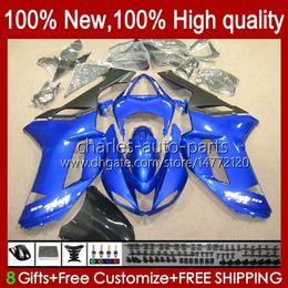 Bodywork For KAWASAKI NINJA ZX-600 ZX 6R 600 CC 600CC 6 R 07-08 Body 10No.128 ZX-6R ZX600C ZX636 2007 2008 ZX 636 ZX600 ZX-636 ZX6R 07 08 Motorcycle Fairing Kit factory blue