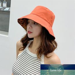 New Leopard Panama Hat Women Japanese Double-sided Sunshade Bucket Hats Female Sun Protection Sunscreen Caps Wholesale Factory price expert design Quality