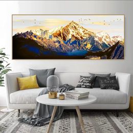 Large Size Golden Mountain Bird Landscape Canvas Paintings Print Poster Oil Painting For Living Room modern home
