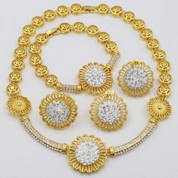 Earrings & Necklace TSROUND Italian Gold Jewellery Set Fashion Dubai Sets Woman Party Arab Turkish Bridal Wedding Crystal Earring