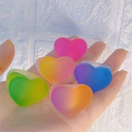 Colourful Transparent Acrylic Resin Ring Gradient Heart Square Circle Rings for Women Girls Party Travel Jewellery Gift