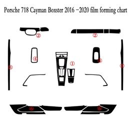 For Porsche 718 Cayman 2016-2019 Interior Central Control Panel Door Handle Carbon Fiber Stickers Decals Car styling Accessorie299b