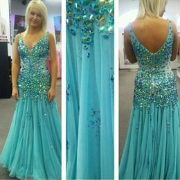 Chiffon Major Beading Mermaid Prom Dress V Neck Sleeveless Long Formal Holidays Evening Party Gown Custom Made Plus size