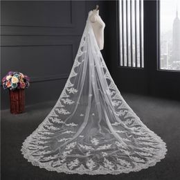 Bridal Veils Real Pos One Layer 3.5 Metres Long Cathedral Wedding Veil Lace With Comb Accessories 2023