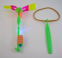 2022 HOT LED Magic Toy Rubber Band Helicopter Flash Arrows Flying Umbrella Flash Mushrooms