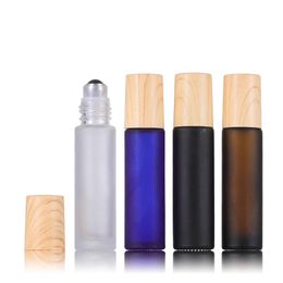 Frosted Blue Clear Amber Roller On Bottle 10ml For Essential Oil with Metal Ball Small Perfume Sample Vials