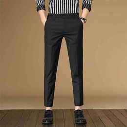 TFETTERS Brand Mens Four Seasons Casual Pants Men Seven Colours Polyester Business Mid Straight Ankle-Length Trousers 210715