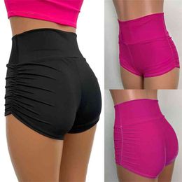 High Waisted Yoga Shorts for Women Workout Tummy Control Running Sports Gym Ruched Butt Lifting Leggings 210517