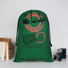 2022 Christmas Gift Bags Large Organic Heavy Canvas Bag Drawstring With Reindeers Santa Claus Sack for kids to