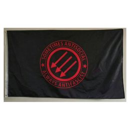 Three Arrows Always Antifascist Antifa 3' x 5'ft Flags 100D Polyester Outdoor Banners High Quality Vivid Color With Two Brass Grommets