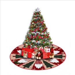 Christmas Tree Skirts Printed Plush Tree Floor Cover DIY Merry Christmas Decoration Xmas Decor 72CM 90CM 120CM 25 Colors BT6638