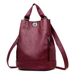 Outdoor Bags Women's Bag 2021 Soft Leather Backpack Female Korean Fashion Casual Student Schoolbag Wild Travel