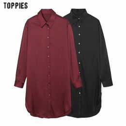 Woman Shirt Dress Long Sleeve Single Breasted Straight Oversize Boyfriend Shirts 210421