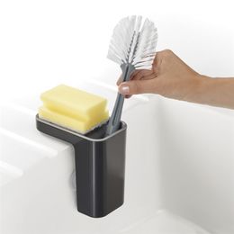 Plastic Sponge Kitchen Box Draining Rack Dish Self Sink Storage Organizer Stands Utensils Tool 210423