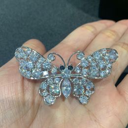 copper with cubic zircon butterfly brooch insect fashion women jewelry white color 58*32MM