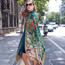 100% Wool Square Head Scarves Women Elegant Lady Carf And Warm Shawl Long Animal Print Stoles Bandana Scarf Hijab Beach Blanket