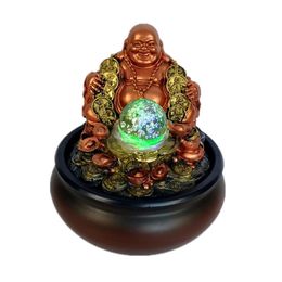 Decorative Objects & Figurines Lucky Money Maitreya Buddha Home And Office Feng Shui Decoration Tabletop Ornaments LED Light Ball Indoor Wat