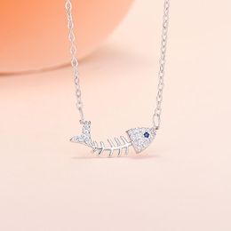 Trend Fishbone Choker Women Fashion Zircon Pendant Necklaces Kpop Clavicle Chain Summer Elegant Vintage Jewelry Neck Chains