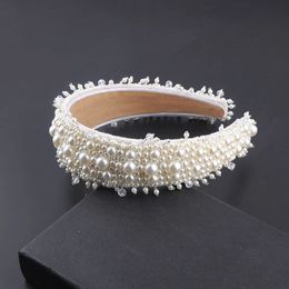 Baroque Gorgeous Full Pearl Headbands Luxury Crystal Hairbands For Women Rhinestone Tiara Bridal Hair Accessories