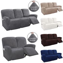 2-3 Seater All-inclusive Recliner Sofa Cover Non-slip Massage Elastic Case Suede Couch Relax Armchair 210910