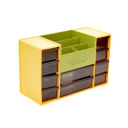 2021 Desk Organiser With 10 Drawers Plastic Cosmetic Storage Box Lattice Cabinets Jewellery Brush Lipstick Nail Polish Sorting Grid Container