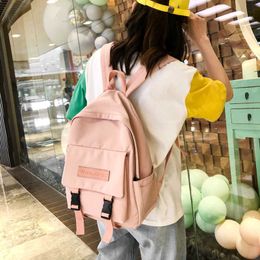 New Trend Female Backpack Casual Classical Women Backpack Fashion Women Shoulder Bag Solid Colour School Bag For Teenage Girl Y0804