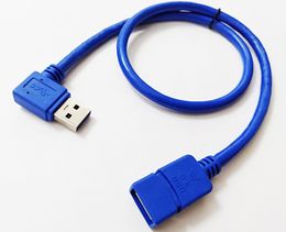 Computer Cables, 90 Degrees Left Angled USB 3.0 A Male to Straight Female Extension Cable / Cord About 50CM/2PCS