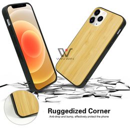 In Stock Phone Cover Cases For Apple iPhone 11 12 Pro X Xr Xs Max 8 7 6 Plus Natural Walnut Wood Ultra Slim Protective Wooden TPU Bumper Covers Case Top-selling Custom logo