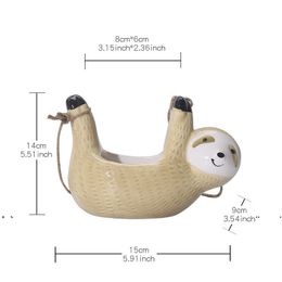 NEWCeramic Sloth Hanging Succulent Planter Cute Animal Small Plant Pot for Cactus, Air Plants, Flowers, Herbs Garden Decoration EWE7137