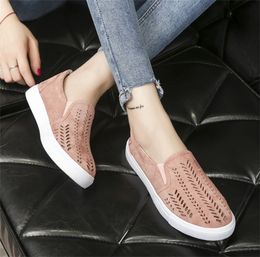 Women Loafers Espadrilles TOP-Quality Casual Flat Fabric Shoes Summer Hollow Round Canvas Trainers Pink Blue Fashion Walking Sports Skate Shoe 010