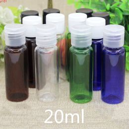 Brown Green Blue Empty 20ml Cosmetic Water Bottle with Flip Cap Small Cream Liquid Sample Travel Container Plastic Free Shippinggood qty