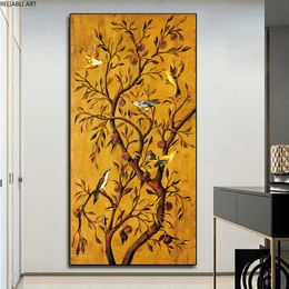 Nordic Poster Birds On The Branch Fruit Oil Painting Vintage Wall Art Decorations Canvas Painting Cuadros Print Room Home Decor