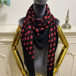 Women's fashion scarf size 120cm -120cm cashmere material black Colour print hearts pattern square scarves pashmina