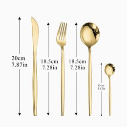 Golden Cutlery Stainless Steel Set Tableware Gold Knives Forks Spoons Set Kitchen Steel Cutlery Set Gold Dinnerware Tableware 210318