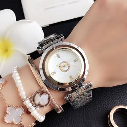 Brand Watches Women Girl Big Letters Rotatable Dial Style Metal Steel Band Quartz Wrist Watch P76