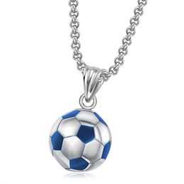 Fashion Stainless Steel Football Necklace Men Soccer Pendant Necklace Women Sporty Jewellery Gift