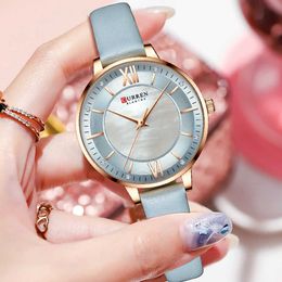 CURREN Watch for Women Luxury Casual Clock Leather Quartz Brandes Ladies Wristwatches Fashion Zegarki 210616
