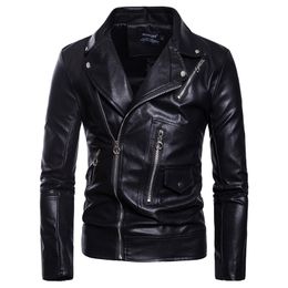 Motorcycle Leather Jacket Men Casual Biker Jacket Slim Fit Zippers Male Faux Leather Jackets and Coats M-5XL