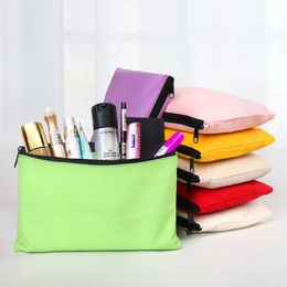 12x20cm Party Gift Blank Canvas Zipper Pencil Cases Pen Pouches Cotton Cosmetic Bags Makeup Bags Mobile Phone Clutch Bag Organizer