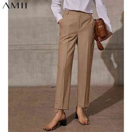 Minimalism Spring Summer Women's Suit Pants Offical Lady Solid Straight Ankel-length Female Trousers 12140035 210527