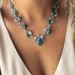 Hot Fashion Colour Boho white green flowers statement Necklaces Beads Choker Pendants Necklaces For Women Bijoux G1206