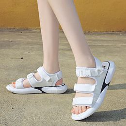 Sandals Soft Flat Casual Shoes Summer Women Woman Hook & Loop Mesh Platform Beach Plus Size