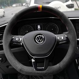 Suitable for Volkswagen Polo Lang Yiling Du Tiguan L Suteng Bora Tangge Beetle Suede Hand Sewing Steering Wheel Cover