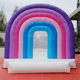 3x3x2.7m Small Trampoline Castle Jumper Rainbow Inflatables White Bounce House Colorful Entrance Wedding Bouncer for Party
